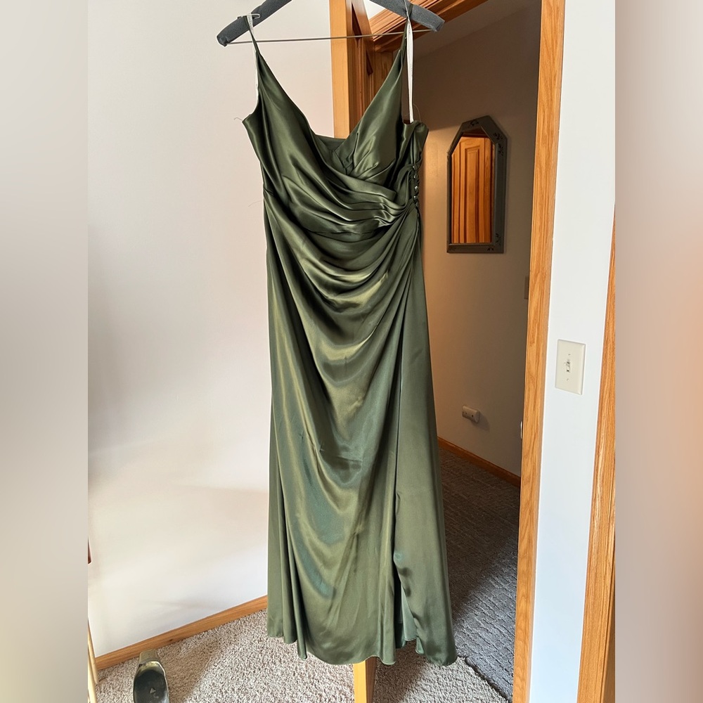 Lina Green Slip Maxi Dress with Cowl Neck